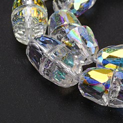 ガラス模造オーストリアクリスタルビーズ  多面カット  半楕円形  クリアAB  8.5x6.5mm  穴：1mm  約54個/連  15.75''（40センチメートル）&nbsp;GLAA-F108-04-1