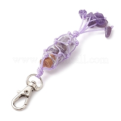 Glass Wishing Bottle inside Chakra Gemstone Chip Pouch Pendant Decorations&nbsp;HJEW-JM01910