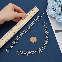 合金製トゲシューズチェーン2個  S字留め具付き  プラチナ  239mm&nbsp;AJEW-FG0004-50B
