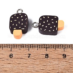 手作り樹脂粘土ペンダント  アイスクリームのチャーム  鉄ループ付き  コーヒー  18~19.5x8.5~10.5x5mm  穴：1.8~2mm&nbsp;CLAY-Q253-07P-01