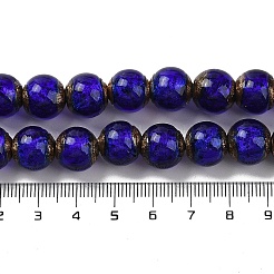 手作りゴールドパウダー入りランプワークビーズ連売り  ラウンド  ダークブルー  12mm  穴：1.8mm  約42~45個/連  18.50''~20.87''（47~53センチメートル）&nbsp;LAMP-P062-01C