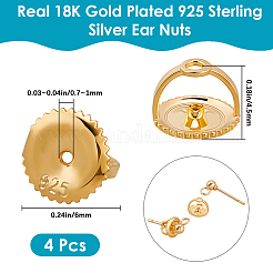 4Pcs 925 Sterling Silver Ear Nuts&nbsp;STER-BBC0008-61G