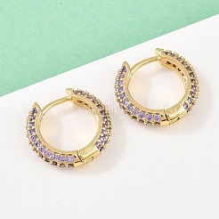 Brass Cubic Zirconia Hoop Earrings&nbsp;EJEW-A156-05G