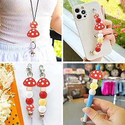 40Pcs 5 Styles Mushroom & Round Food Grade Eco-Friendly Silicone Focal Beads&nbsp;SIL-YW0002-53