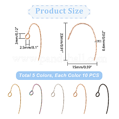 50Pcs 5 Colors 316 Surgical Stainless Steel Earring Hooks Ion Plating(IP)&nbsp;STAS-DC0011-04