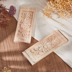 4Pcs Natural Solid Wood Carved Onlay Applique Craft&nbsp;WOOD-FH0002-38
