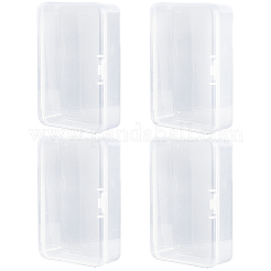 ヒンジ付き蓋付きプラスチックカード収納ボックス4個  長方形  透明  6.6x9.4x2.55cm  内径：6.05x9.05のCM&nbsp;CON-CP0001-017