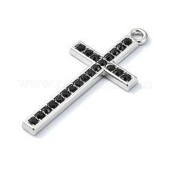 Rack Plating Alloy with Black Rhinestone Pendants&nbsp;FIND-Z051-04P-02
