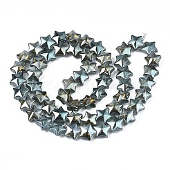 メッキガラスビーズ連売り  スター  ミックスカラー  11.5~12.5x13x7mm  穴：1mm  約55~56個/連  23.62インチ〜25.20インチ（60~64cm）&nbsp;EGLA-S188-18