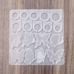 DIY リング型  シリコーン鋳造金型  UVレジン用  エポキシ樹脂工芸品作り  蝶  ホワイト  120x117.5x5mm&nbsp;AJEW-U020-03B