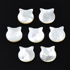 ナチュラルホワイトシェルビーズ  猫  10x10x4mm  穴：0.8mm&nbsp;SSHEL-S258-99B