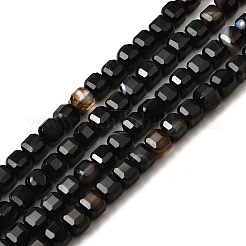 天然石黒瑪瑙ビーズ連売り  ファセットテーブルカットキューブ  染め＆加熱  5~6x5~6x5~6mm  穴：1.2mm  約61個/連  12.20~12.80''（31~32.5センチメートル）&nbsp;G-F797-A19-01