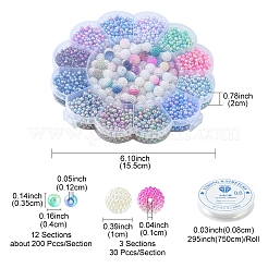 2490Pcs 15 Style Rainbow ABS Plastic & Acrylic Imitation Pearl Beads&nbsp;OACR-FS0001-25