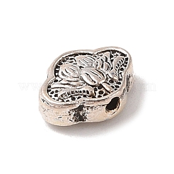 チベット風合金ビーズ  カドミウムフリー＆鉛フリー  蓮  アンティークシルバー  9x11.5x4mm  穴：1.2mm&nbsp;TIBE-Q090-42AS