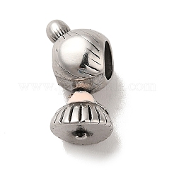 304ステンレススチールエナメルヨーロピアンビーズ  大穴ビーズ  女の子  アンティークシルバー  15x7.5x8mm  穴：4.5mm&nbsp;STAS-G308-26AS