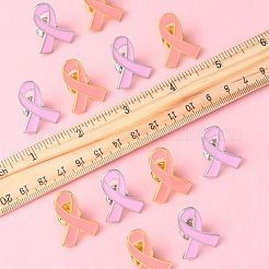 12Pcs 2 Styles Breast Cancer Awareness Pink Ribbon Enamel Pin&nbsp;JEWB-FS0001-08