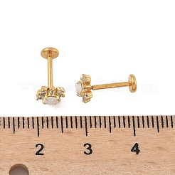 304ステンレススチール製合成オパールスタッドピアス  316ステンレス鋼の針付き  ゴールドカラー  太陽  6x6mm&nbsp;EJEW-B143-01G-07