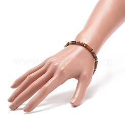 ナチュラル タイガーアイ コラム ビーズ ストレッチ ブレスレット  女性のためのアクセサリー用原石のアクセサリー  内径：2-1/4インチ（5.6~5.8cm）&nbsp;BJEW-JB08989-04