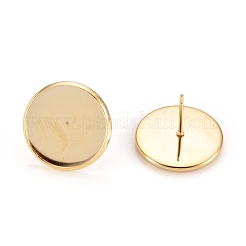 304ステンレススチールスタッドピアスセッティング  フラットラウンド  18KGP本金メッキ  トレイ：16mm  18x2mm  ピン：0.9mm&nbsp;STAS-H436-20F-G