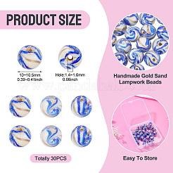 30Pcs Handmade Gold Sand Lampwork Beads&nbsp;LAMP-TA0002-37B