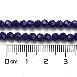 不透明ガラスビーズスタンド  ファセット（32ファセット）  ラウンド  マリンブルー  4mm  穴：0.7mm  約87~93個/連  32~33cm&nbsp;EGLA-A035-P4mm-D09