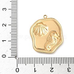304 Stainless Steel Epoxy Resin with Natural Shell and Sequins Inside Pendants&nbsp;STAS-L026-17G-N03