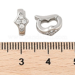 Brass Micro Pave Clear Cubic Zirconia Fold Over Clasps&nbsp;KK-U056-10P