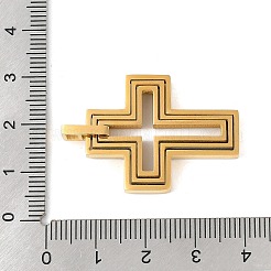 304ステンレスペンダント  イオンプレーティング（ip）  クロスチャーム  ゴールドカラー  37x24x3.5mm  穴：2x4.5mm&nbsp;STAS-U040-06G