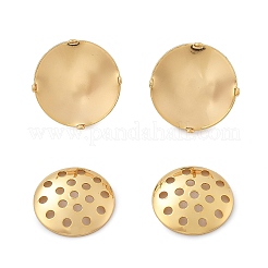 真鍮スタッドイヤリング金具  ふるいリングのセッティング  フラットラウンド  18KGP本金メッキ  12.5mm  穴：2mm  ピン：0.5mm&nbsp;X-KK-K382-16A-G