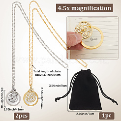 2Pcs 2 Colors Alloy Flower & Glass Magnifying Pendant Necklace for Women&nbsp;MAGL-SP0001-02