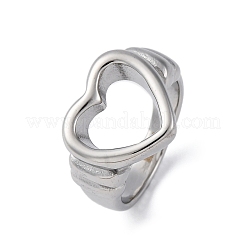 304ステンレススチール指輪  ハート  ステンレス鋼色  14.5mm  内径：18mm&nbsp;RJEW-Q020-14P