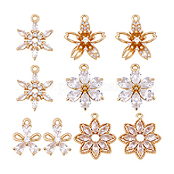 10Pcs 5 Styles Brass Micro Pave Clear Cubic Zirconia Pendants&nbsp;KK-PH0012-85