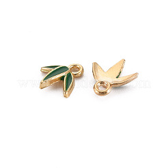 合金エナメルチャーム  カドミウムフリー＆鉛フリー  笹の葉  グリーン  11x10x2mm  穴：1.5mm&nbsp;PALLOY-N160-80