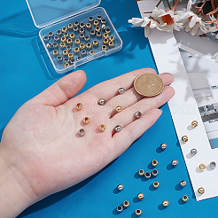 80個2色304ステンレススチールビーズ  ロンデル  ミックスカラー  6x4~4.5mm  穴：3.5mm  40個/カラー&nbsp;STAS-PH0006-76