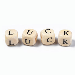 Natural Maple Wood Printed Beads&nbsp;WOOD-Q030-36