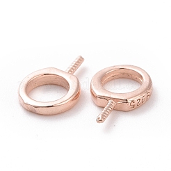 スターリングシルバー製スクリューアイペグベイル925個  リング  ローズゴールド  9x6x1mm  穴：4mm  ピン：0.6mm&nbsp;STER-D035-42RG