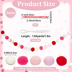 Wool Felt Ball Garland Colorful Pom Pom&nbsp;AJEW-WH0258-717A