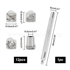 炭素鋼レザークラフトツールセット  星座スタンプ12個  ステンレス鋼色  先端: 1.05x1.05x1.3cm  穴：4.5mm  12pc  ハンドル：96x8mm&nbsp;TOOL-WH0039-46