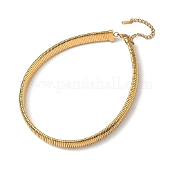12MM 304 Stainless Steel Flat Snake Chain Necklaces for Women&nbsp;NJEW-U049-01G