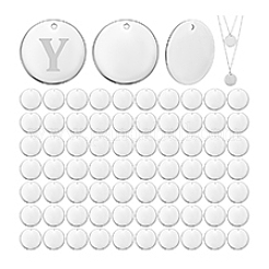 304ステンレススチールチャーム  空白のスタンピングタグ  フラットラウンド  ステンレス鋼色  20x1mm  穴：1.5mm  80個/セット&nbsp;STAS-PH0006-04A