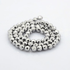 Faceted Round Non-magnetic Synthetic Hematite Beads Strands&nbsp;G-P061-59