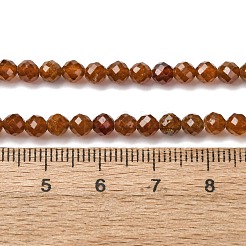 天然石ガーネットビーズ連売り  多面カット  ラウンド  4mm  穴：0.7mm  約91~93個/連  15.35~15.51インチ（39~39.4cm）&nbsp;G-C226-B01-4mm