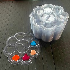 プラスチック水彩オイルパレット  ペイント＆描画用品  花  透明  132x8.5mm  内径：31x28.5mm＆47.5x25.5mm&nbsp;LS-AJEW-WH20072-93B