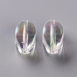 透明なアクリルビーズ  ABカラーメッキ  オーバル  クリアAB  19x10.5x10.5mm  穴：2mm&nbsp;X-TACR-S156-002