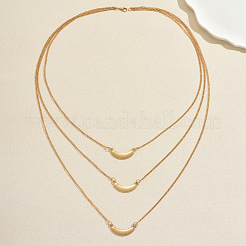 Minimalist Brass Crescent Moon Pendant 3 Layered Long Necklaces for Women&nbsp;WJ5694