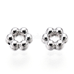 合金のスペーサービーズ  鉛フリー＆カドミウムフリー  花  プラチナ  3x1.2mm  穴：0.8mm&nbsp;LS-PALLOY-WH0103-05A-P