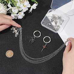 4Pcs 3 Styles Brass Boot Strap Chains & Alloy Siam Rhinestone Shoes Charms Sets&nbsp;HJEW-BM0001-12
