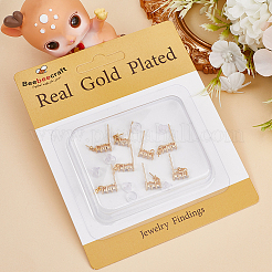 10Pcs Brass Glass Rhinestone Stud Earring Findings&nbsp;KK-BBC0009-24