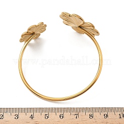 女性用304ステンレススチールカフバングル  花  ゴールドカラー  内径：2x2-1/8インチ（5x5.3cm）&nbsp;BJEW-G750-04G
