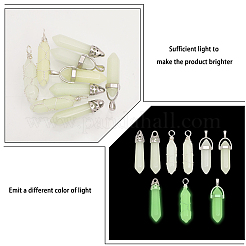 9Pcs 9 Styles Synthetic Luminous Stone Double Terminal Pointed Pendants&nbsp;G-CA0001-72